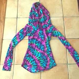 Neon UV glow tie dye long sleeve hoodie